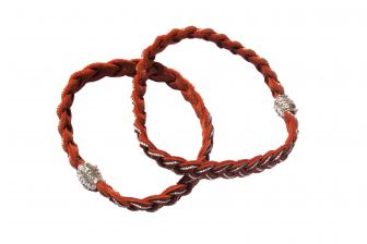 bracelet en cuir tresse orange