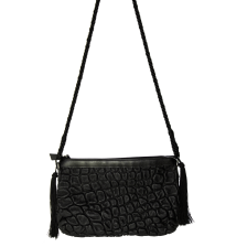 sac minima en cuir cloqu� noir