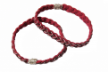 bracelet en cuir tress� rouge