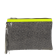 pochette Zouina veau fa�on l�zard gris et fluo